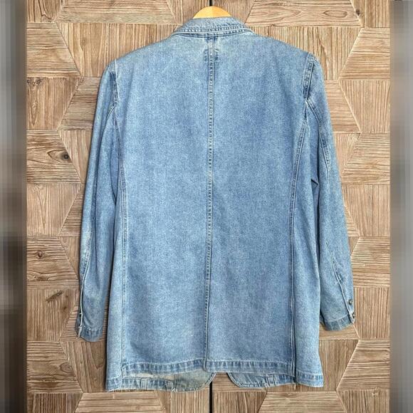 LizWear Vintage Denim Blazer Size 14 1980s Casual Chic - Picture 5 of 6